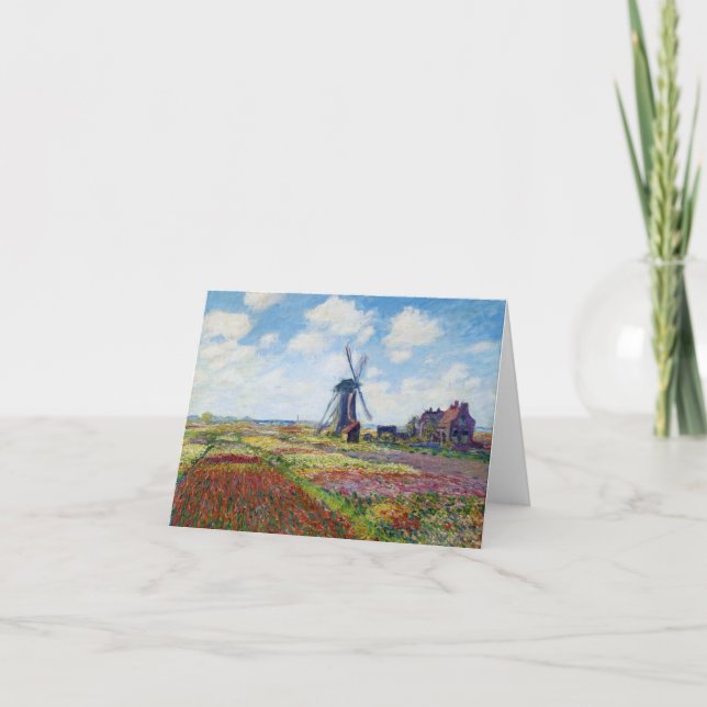 Tarjeta Campos del tulipán con el molino de viento Monet (Anverso)