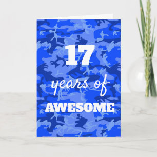 Tarjeta Camuflaje Azul Cumpleaños 17