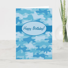 Tarjeta Camuflaje de la Marina Azul Camo Feliz cumpleaños