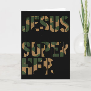 Tarjeta Camuflaje Jesús es mi superhéroe niños camuflaje