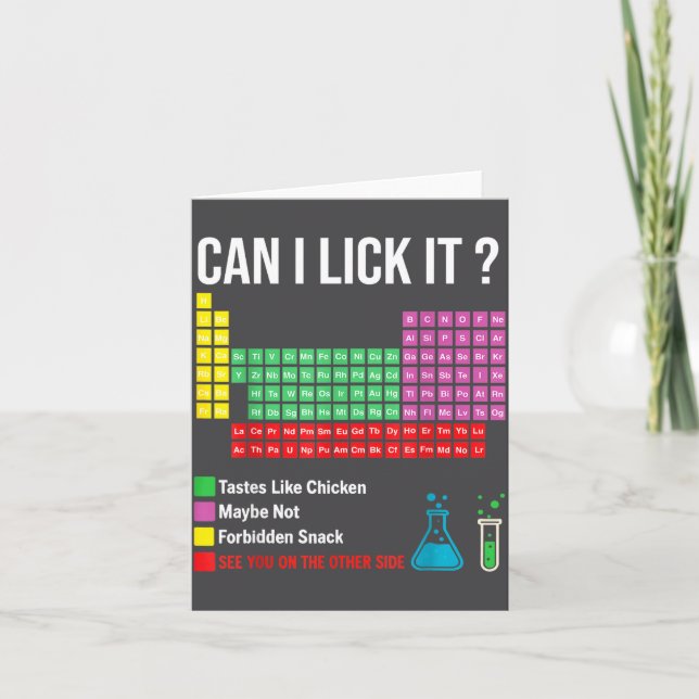 Tarjeta Can I Lick It Periodic Table Chart Science Teacher (Anverso)