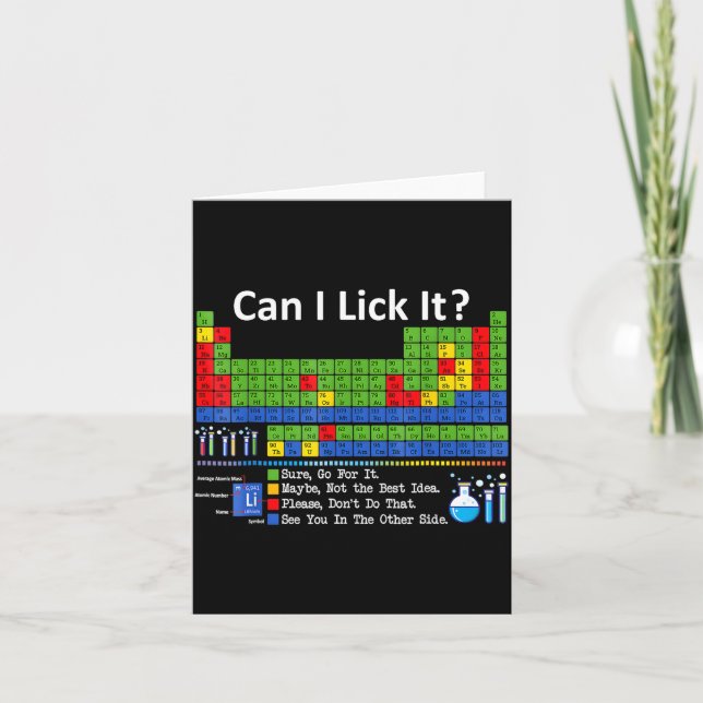 Tarjeta Can I Lick It Periodic Table Chart Science Teacher (Anverso)