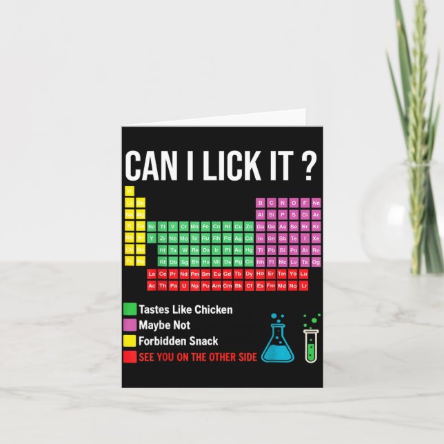 Tarjeta Can I Lick It Periodic Table Chart Science Teacher (Anverso)