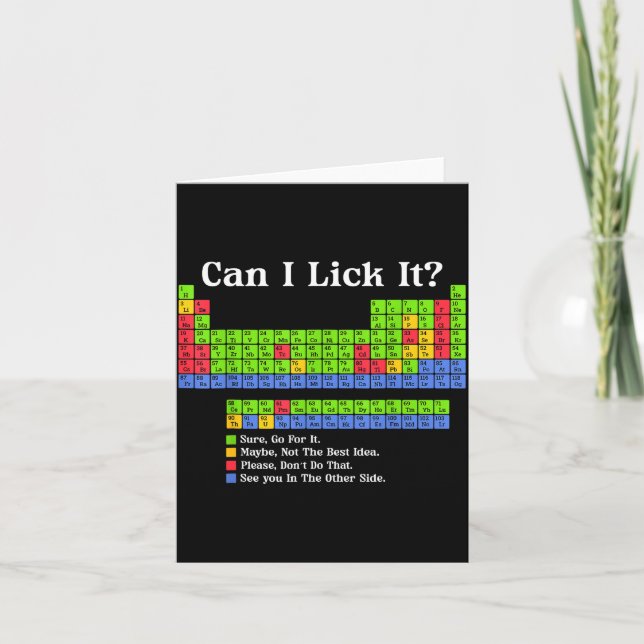 Tarjeta Can I Lick It Periodic Table Chart Science Teacher (Anverso)