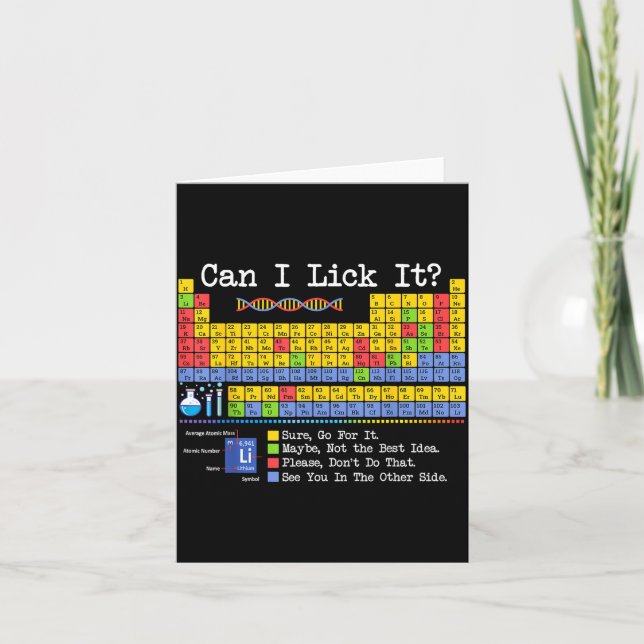 Tarjeta Can I Lick It Periodic Table Funny Science Teacher (Anverso)