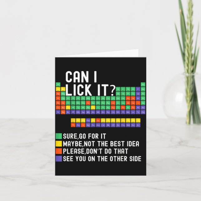 Tarjeta Can I Lick It Periodic Table Funny Science Teacher (Anverso)