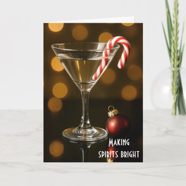Tarjeta Caña de caramelo en un Martini de Navidad (Anverso)