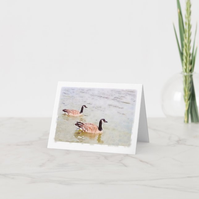 Tarjeta Canadá Geese Watercolor Design Notecard (Anverso)