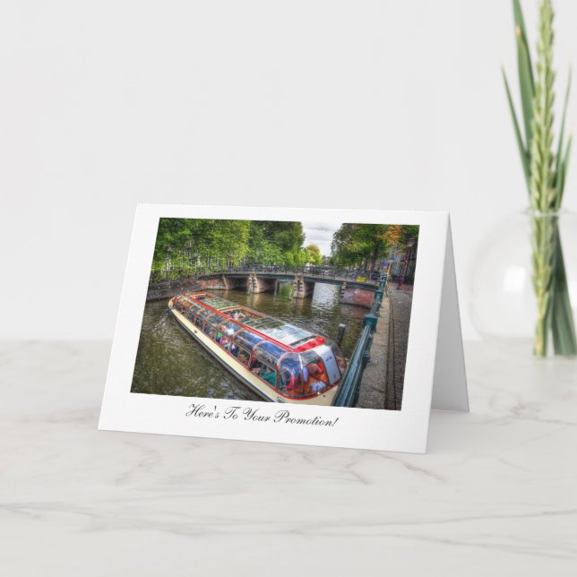 Tarjeta Canal de Amsterdam, felicitaciones por tu promoció (Anverso)