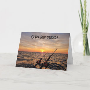Tarjeta Cañas de Pescar en el Lago Michigan en la Jubilaci