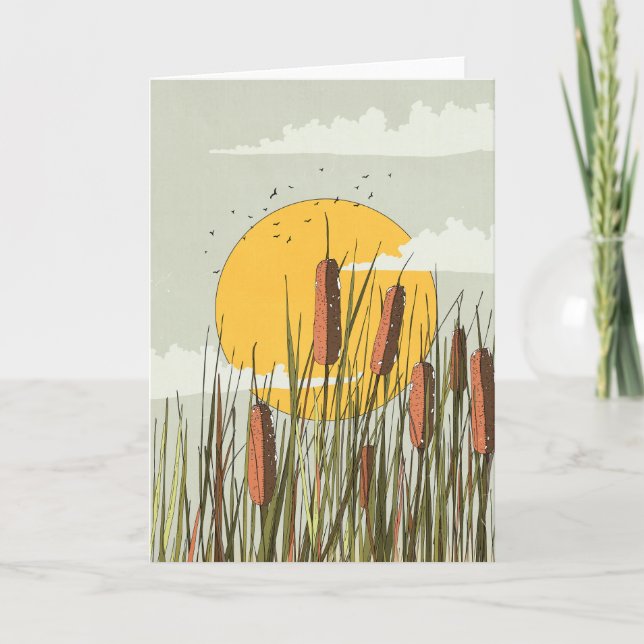 Tarjeta Cañas en la puesta del sol (Anverso)