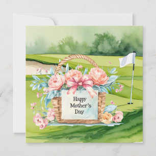 Tarjeta Canasta de flores del Día de la Madre en campo de 