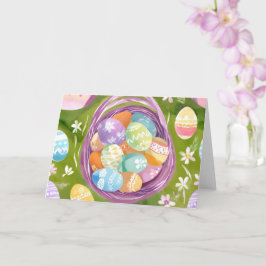 Tarjeta Canasta de Huevos de Pascua | Acuarela Pastel de P
