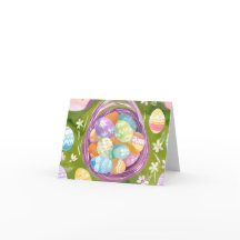 Canasta de Huevos de Pascua | Acuarela Pastel de P