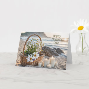 Tarjeta Canasta del Día de la Madre con Flores y Velas