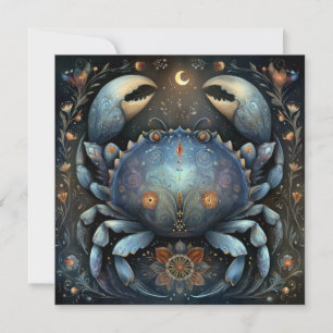 Tarjeta Cáncer Cangrejo Zodíaco Astrología Celestial Cumpl