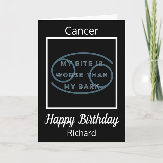 Tarjeta Cáncer Casual Zodiac Fun Cita en Nacimiento Blanco (Anverso)