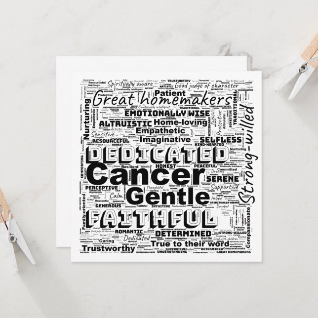 Tarjeta Cáncer con esta Nube de Saludo de Palabra del Zodi (Anverso/Reverso In Situ)