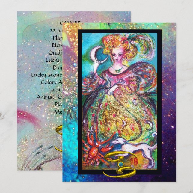 TARJETA CÁNCER,DAMA DE LA LUNA,DÍA DE NACIMIENTO DE LA AST (Anverso / Reverso)