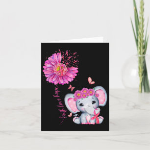 Tarjeta Cáncer De Mama Cute Elefante Con Sunflower Y Pin