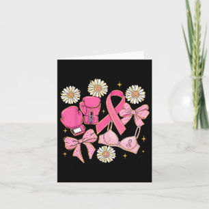 Tarjeta Cáncer de Mama Giral Floral Coquette Bow Pink Ribb