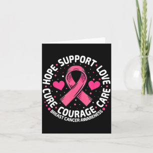 Tarjeta cáncer de mama lazo rosa apoyo cáncer de mama