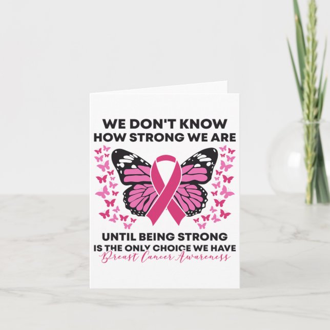 Tarjeta Cáncer de mama No sabemos cuán fuerte somos rosado (Anverso)
