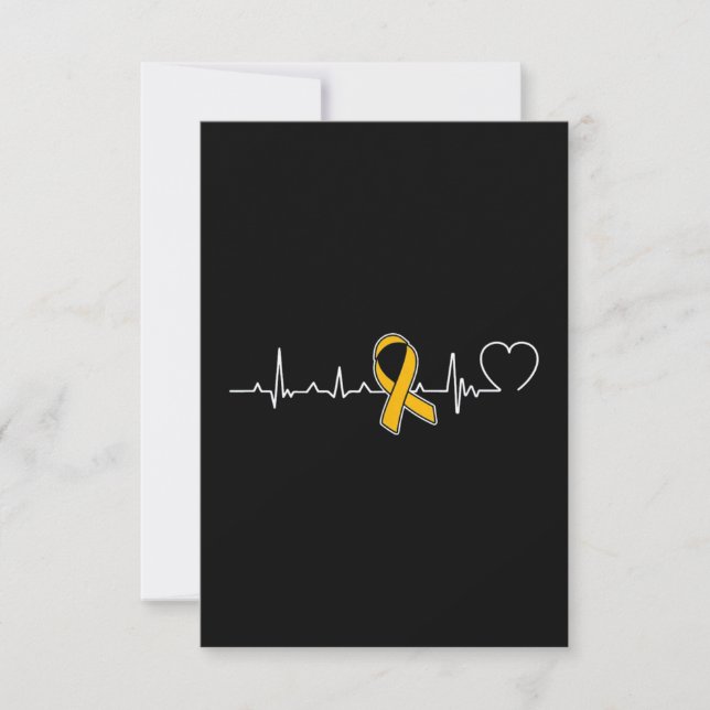 Tarjeta Cáncer de niños de la cinta dorada de latido del c (Anverso)