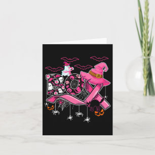 Tarjeta Cáncer de seno de lazo rosado de bruja divertida