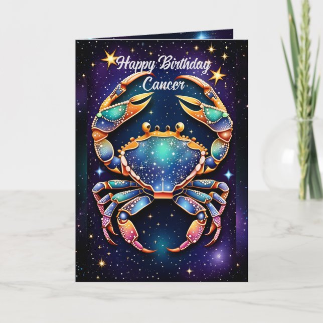 Tarjeta Cáncer de zodiaco de galaxia de joyas personalizad (Anverso)