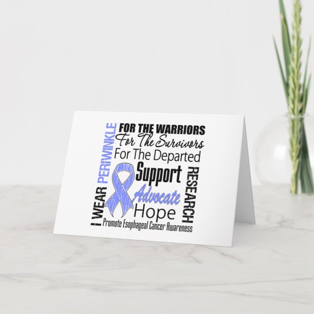 Tarjeta Cáncer Esofágico Yo Uso RIBUTO De Cinta Periwinkle (Anverso)