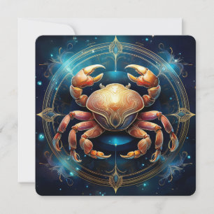 Tarjeta Cáncer Místico Cangrejo Zodiacal   Costero Celesti