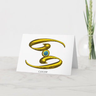 Tarjeta CÁNCER Opalo Azul y Oro Cumpleaños Zodiaco