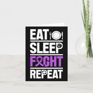 Tarjeta Cáncer Pancreático Eat Sleep Fight Purple Ribbon