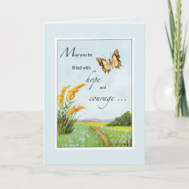 Tarjeta Cancer Support Get Well Butterfly and Countryside