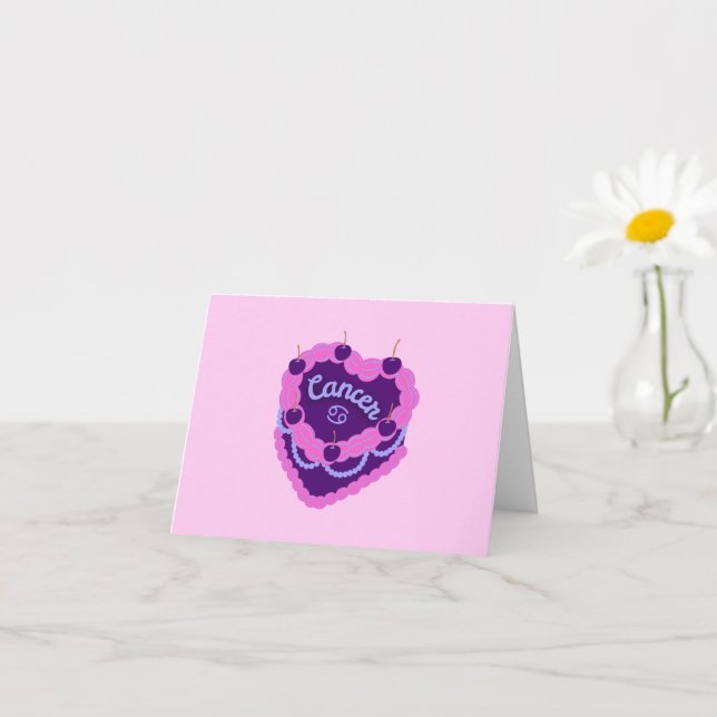 Tarjeta Cáncer Zodiac Pastel Corazón Pastel de Cumpleaños (Planta pequeña)