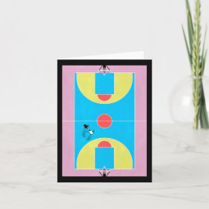 Tarjeta Cancha de Baloncesto Colores Pastel