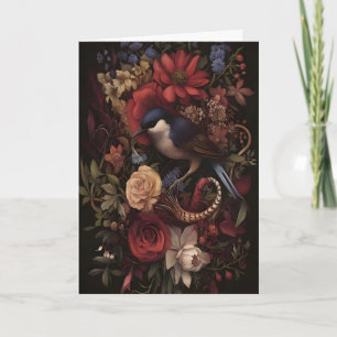 Tarjeta Canción Botánica Pájaro Cantor Arte de Pared de Pá