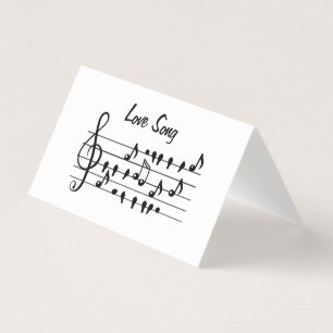 Tarjeta Canción de Amor Notas de Pájaro Arte Negro Blanco