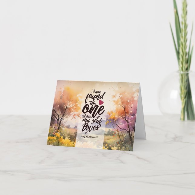 Tarjeta Canción de Salomón 3:4 He encontrado la Biblia Uno (Anverso)