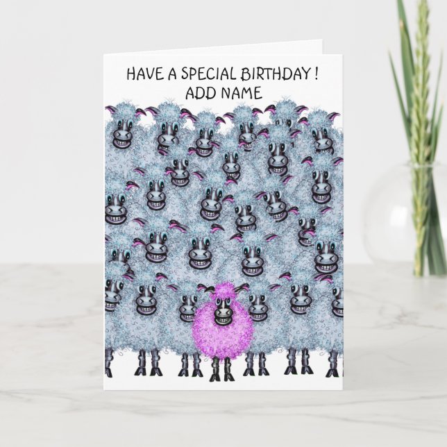 Tarjeta Canción sonriente de ovejas (Anverso)