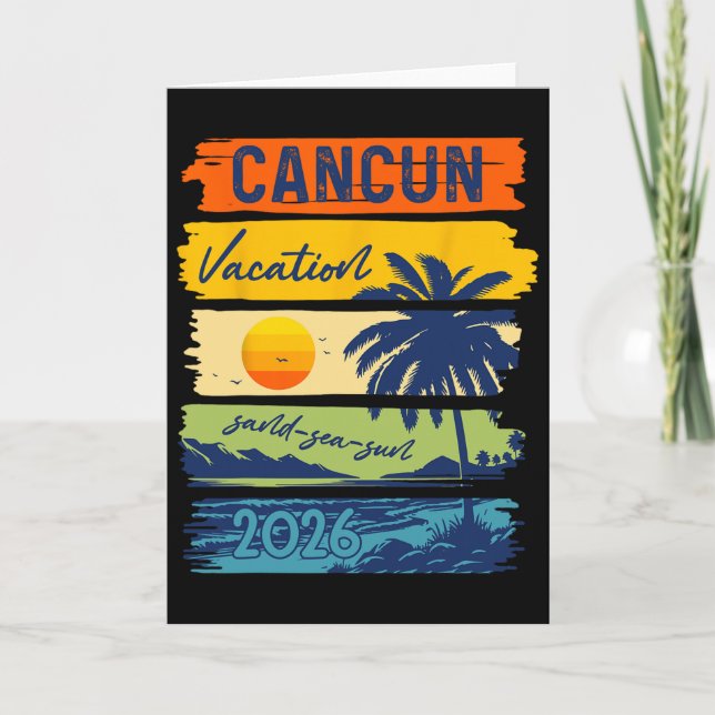 Tarjeta Cancun Vacation 2026 Sea Sand Beach Summer Trip Re (Anverso)