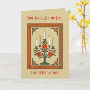 Tarjeta Candelabro de Adviento Estilizado Floral Nórdico d
