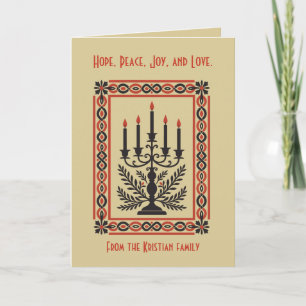 Tarjeta Candelabro de Adviento Estilizado Minimal Nórdico
