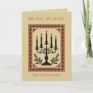 Tarjeta Candelabro de Adviento Estilizado Nórdico de Navid