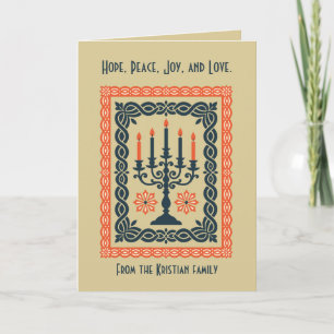 Tarjeta Candelabro de Adviento Minimal Estilizado Nórdico 