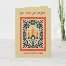 Tarjeta Candelabro Floral de Adviento Estilizado Navidad N