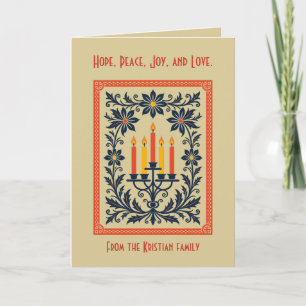 Tarjeta Candelabro Floral de Adviento Estilizado Navidad N