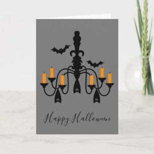 Tarjeta Candelabros de Halloween y bates