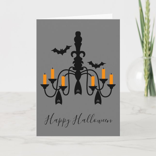 Tarjeta Candelabros de Halloween y bates (Anverso)